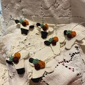 Handcrafted Clay earrings! Dangle Cow earrings